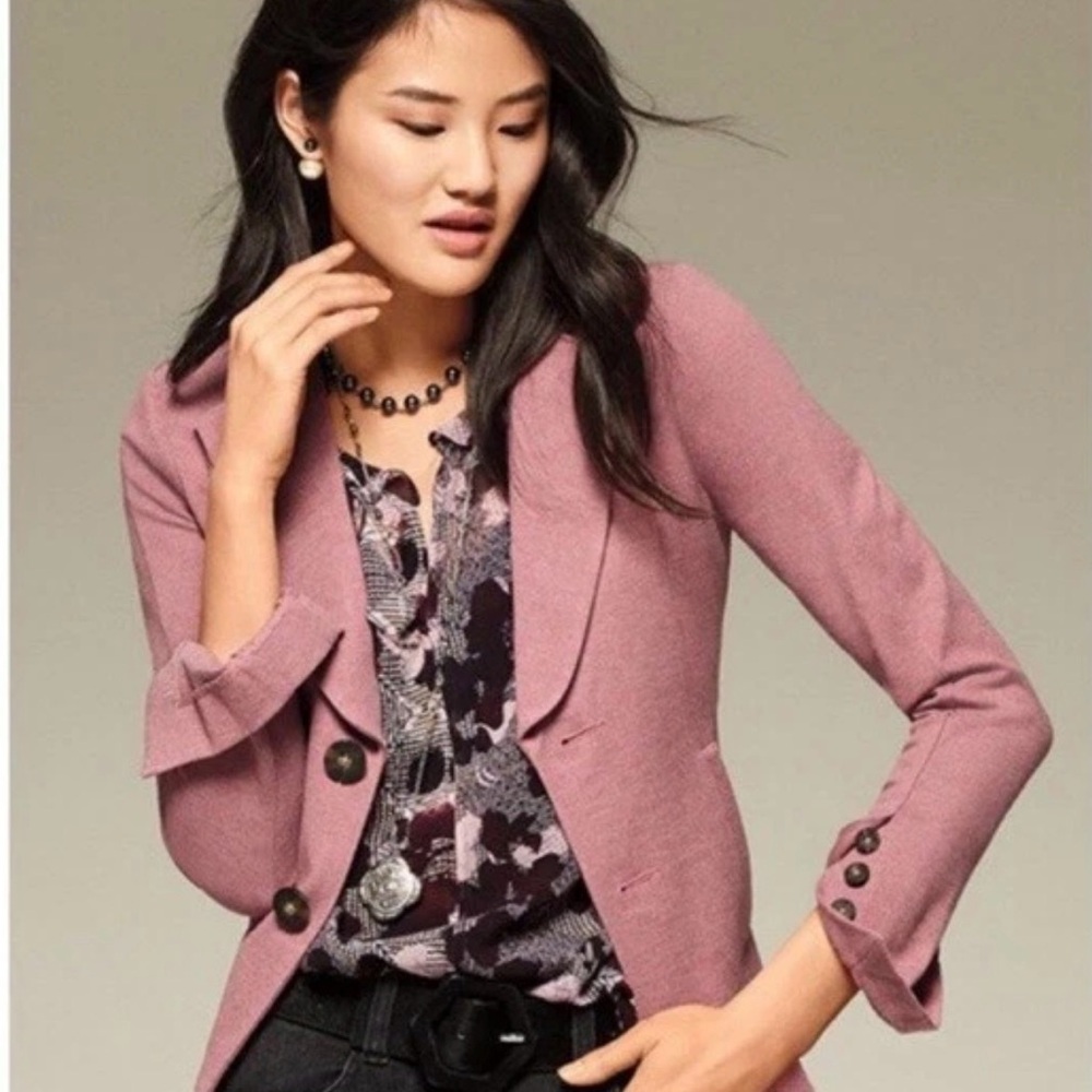CAbi Applaud Jacket Pink Quartz Mauve Button Cuff Blazer Style 3550 Size 4